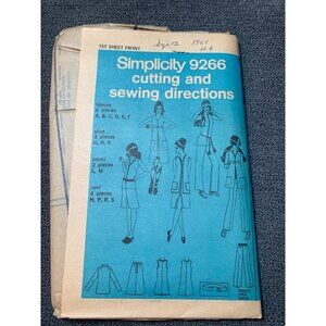 Simplicity 9266 Vintage 1970s Sewing Pattern Blouse Skirt Pants Vest Size 12 unc
